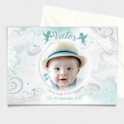 Faire-part baptême PETIT ANGE mint