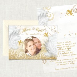 Faire-part mariage ANGES or