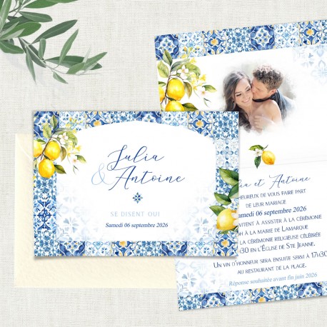 Faire-part mariage CITRONS méditerrannée