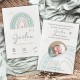 Faire-part naissance GAETAN arc-en-ciel vert sauge