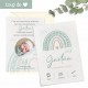 Faire-part naissance GAETAN arc-en-ciel vert sauge