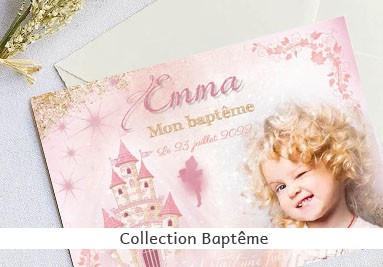 Faire-part de bapteme personnalis&eacute; avec photo